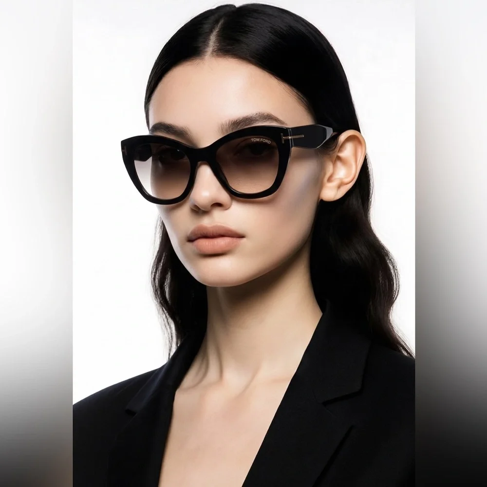 NEW Authentic Tom Ford Black Cat-Eye Sunglasses TF940 01B